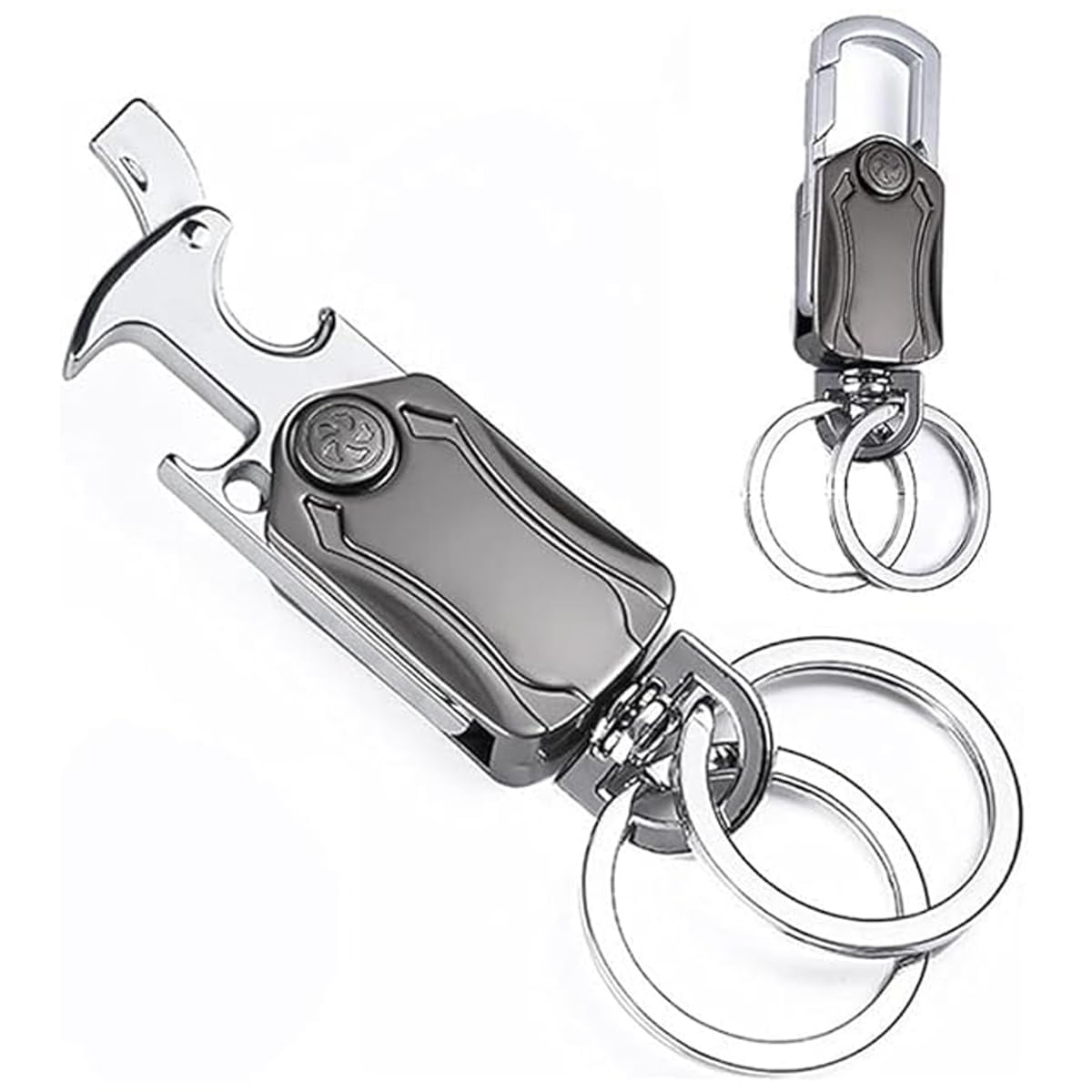 5-in-1 Multi-Functional Keychain | Carabiner Hook, Bottle Opener, Phone Stand, Spinner & Key Holder | Zinc Alloy Travel Accessory for Men & Women-image-36
