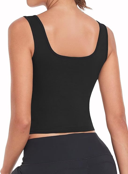 3 Pack Women's Cotton Sleeveless Crop Tank Workout Yoga Tops