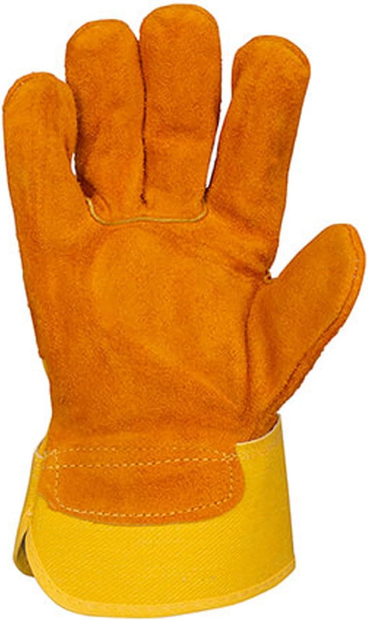 Tillman 1500Y Bulk Split Cowhide & Canvas Work Gloves, Cotton Lined Palm, Large, 12 pack