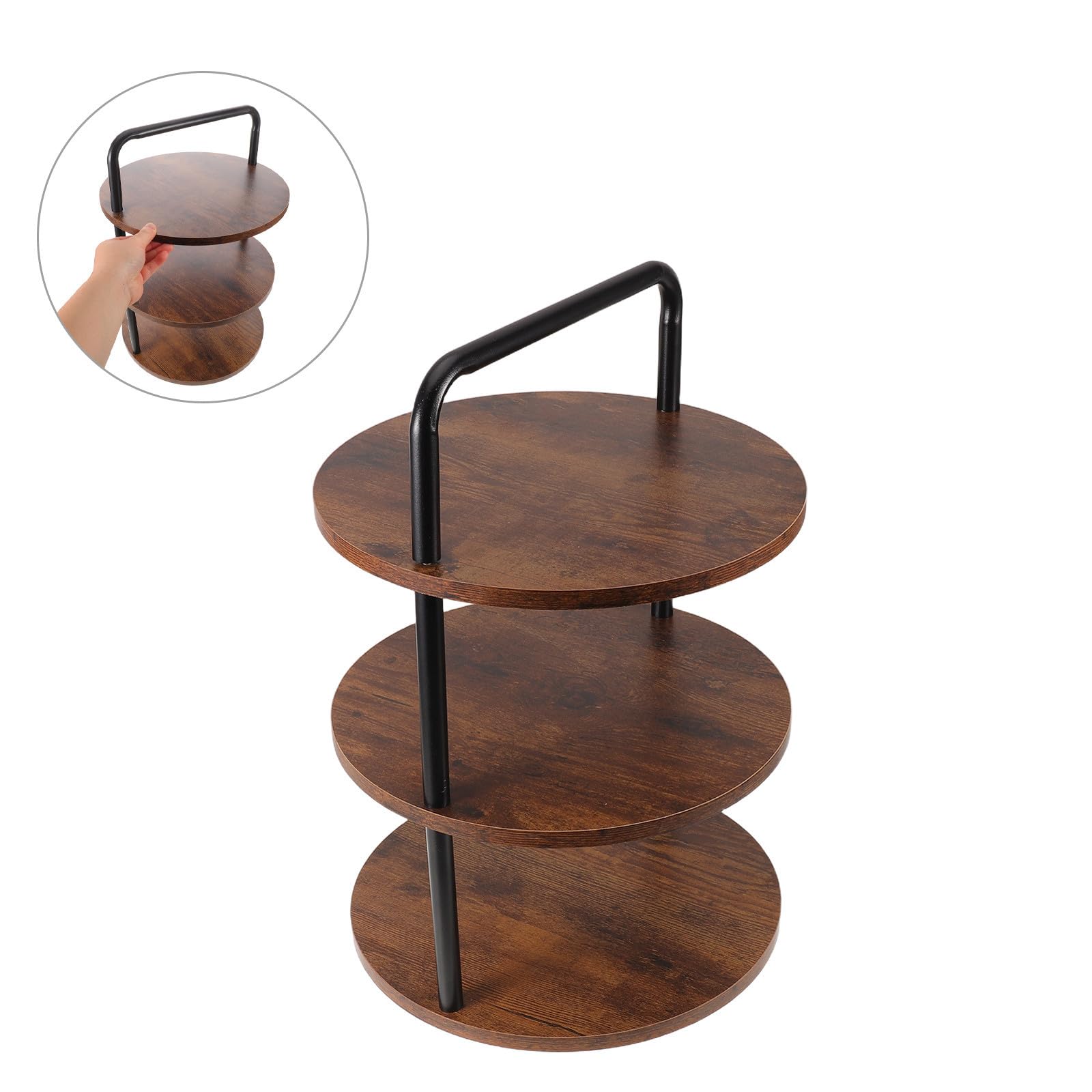 Zerodeko Porta Pizza a 3 Livelli in Ferro e Legno per Feste e Matrimoni, Accessorio Cucina Sicuro per Servire Ingredienti Pizza in Stabile e Modulare
