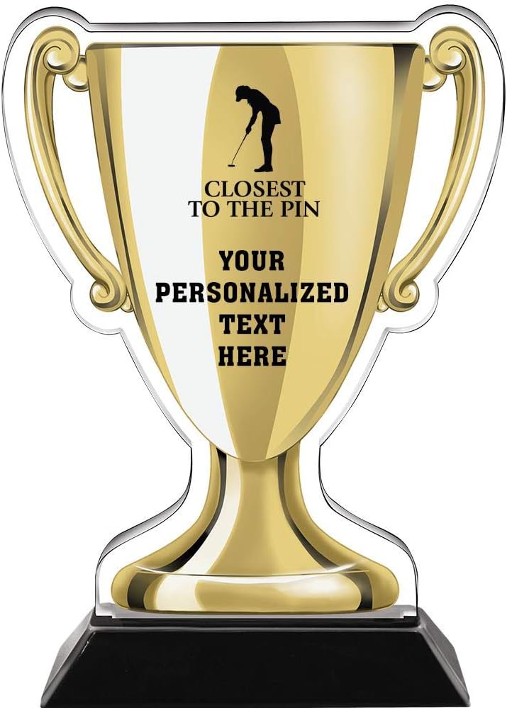 Crown Awards 7" Golf Gold Cup Trophies, Custom Golf Closest to The Pin Female Acrylic Cup Trophy Prime