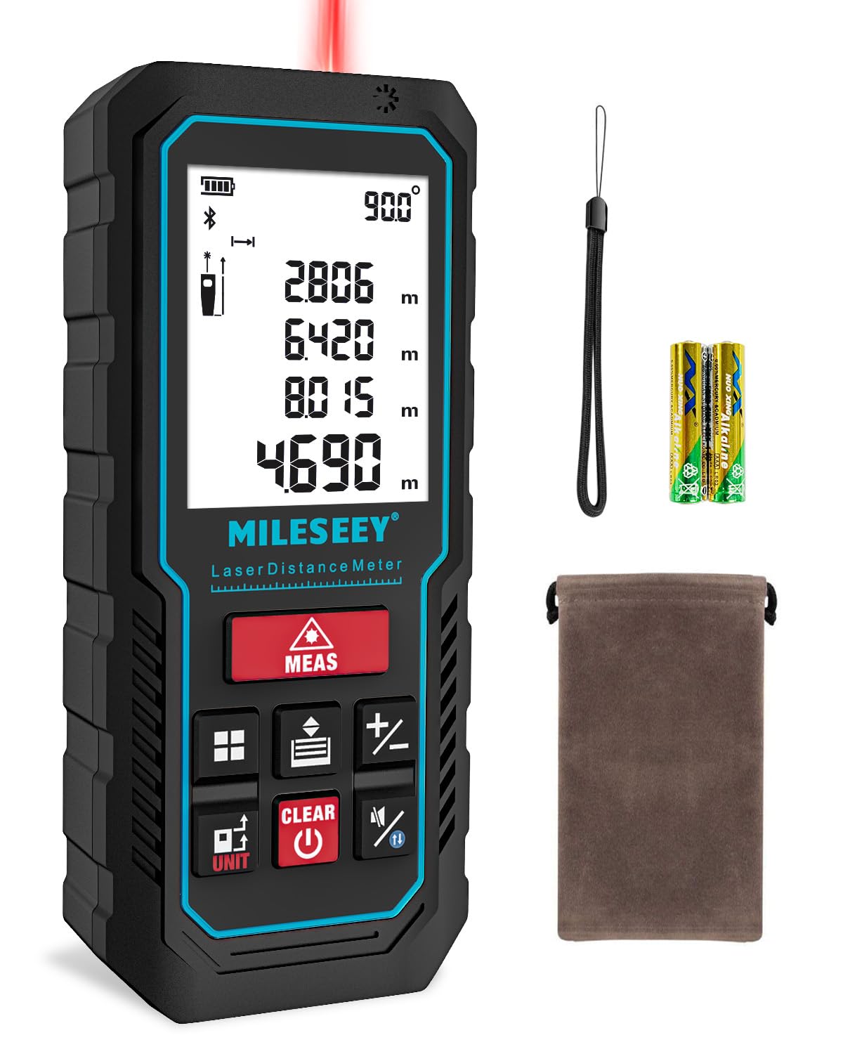 MILESEEY Telémetro Láser 70M con Aplicación de Teléfono, Grabar Datos+Plano de Planta 2D Medidor Láser de Distancia de Precisión de ± 2 mm, Sensor de Ángulo Electrónico