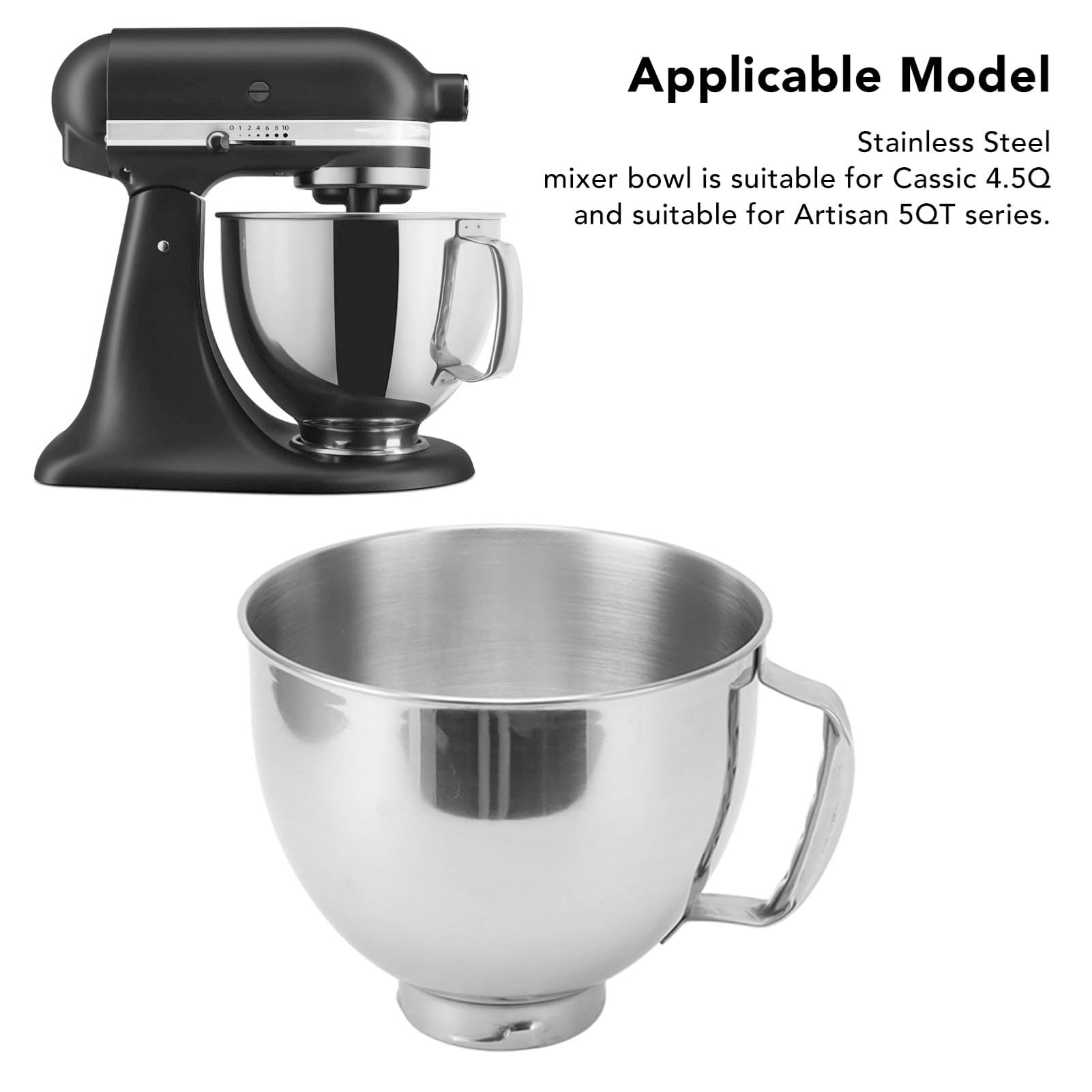 Aramox Tazón de acero inoxidable con mango para Artisan