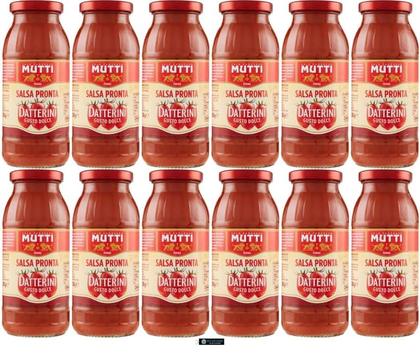 Mutti Salsa Pronta Datterini, Sugo di Pomodoro 100% Italiano, Confezione da 12 x 300g, + portachiavi italy shop service