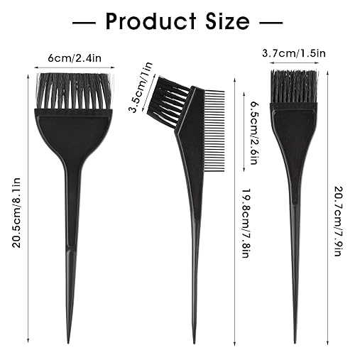 Miniatura 3 de Juego de pinceles para colorear el cabello, 3 pinceles de tinte para el cabello, peine de tinte de cola afilada esencial para tinte de cabello,