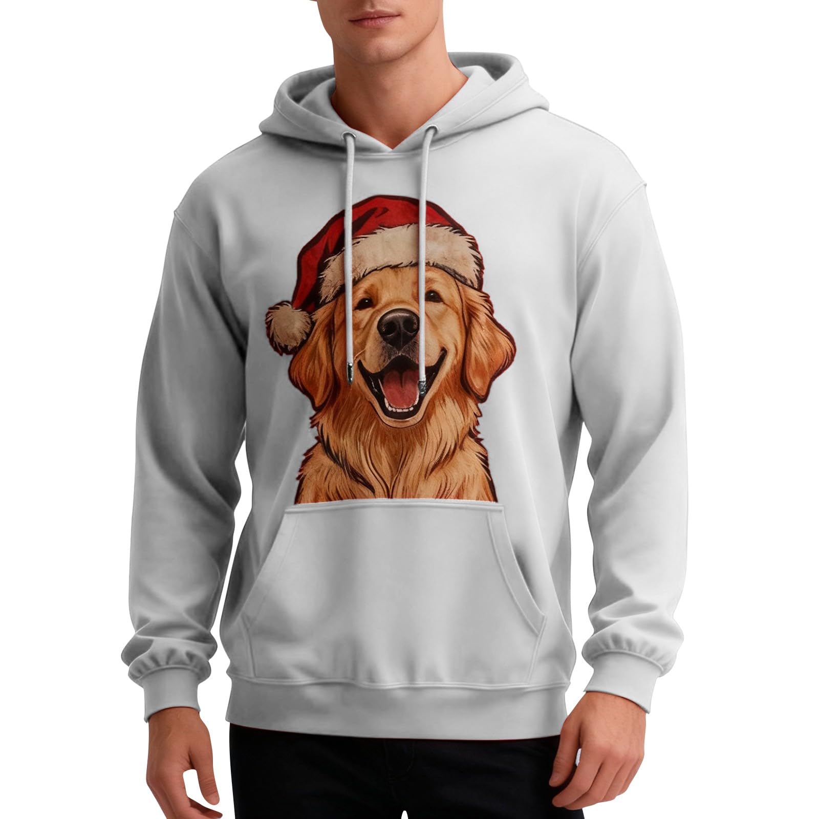 Ropa Anti UV Hombre Sudadera con Capucha Informal Estampada para Hombre, Ideal Amantes De Los Perros. Japonesa (Grey, XXL) Gym Camiseta Ciclismo Softshell Caza Oversize Calor Sin Mangas