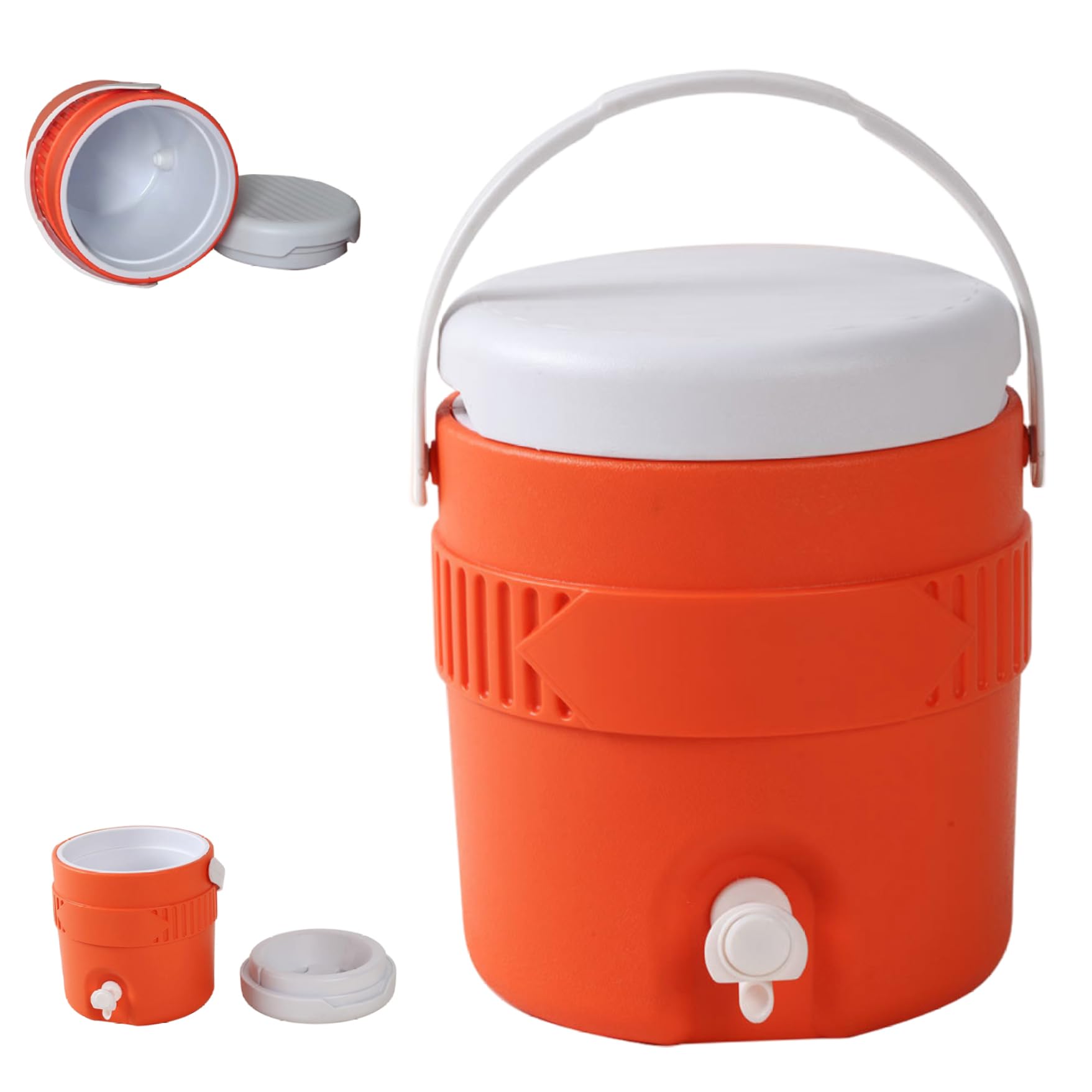 Tsawntd Insulated Water Dispenser 3.8L 9x8.5x10 Orange Beverage Dispenser with Spigot & Handle Portable Leakproof for Camping, Picnic, Party & More, summer
