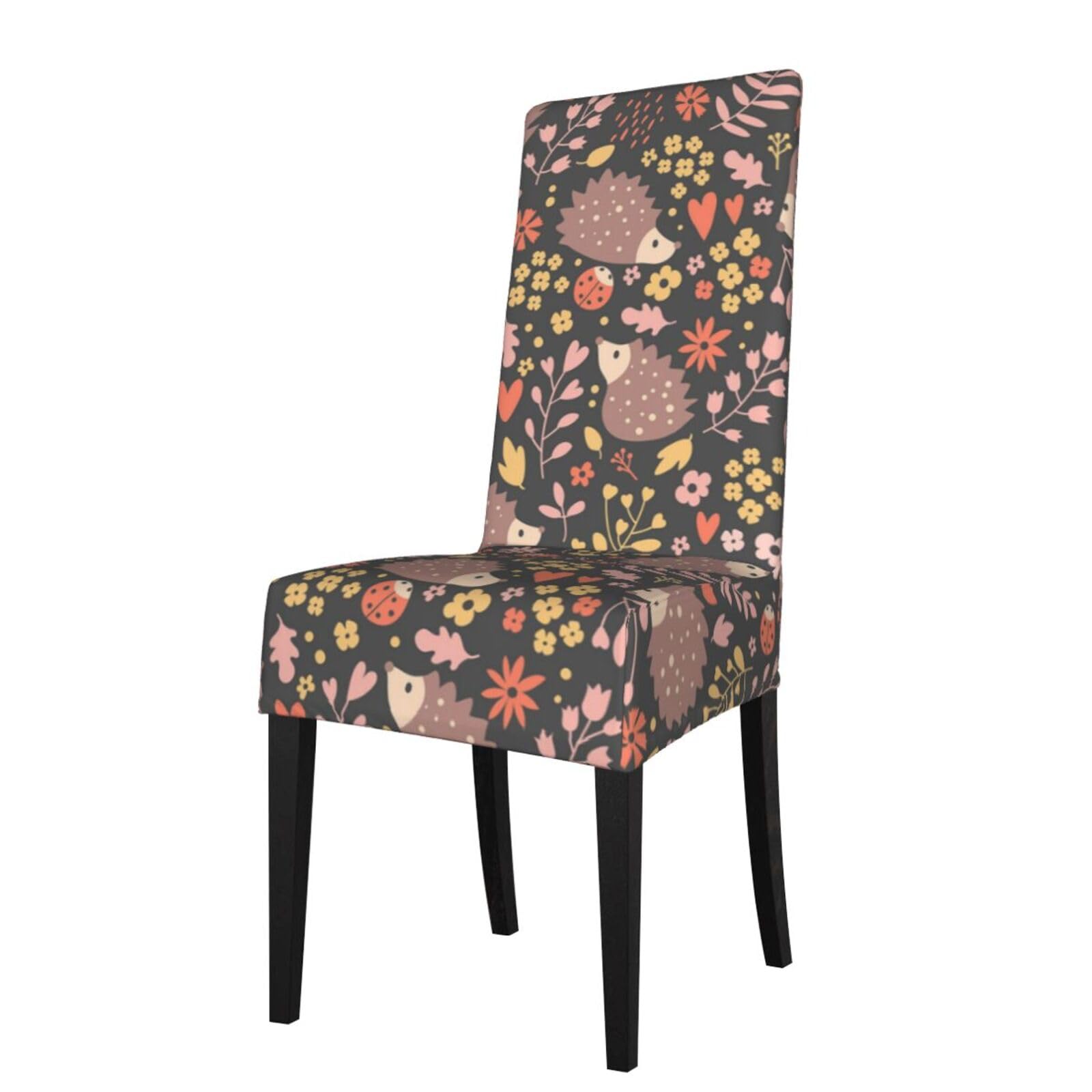 Lkymoh As Picture Hedgehog And Flowers, Chair Covers Stretch Chair Slipcovers For Dining Room, For Party Pet Protection Universal Fit Soft Polyester