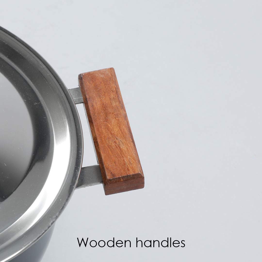 Wonderchef Ebony Hard Anodized Nonstick Biryani Handi with Lid 3.5L | Black - Image 4 thumbnail