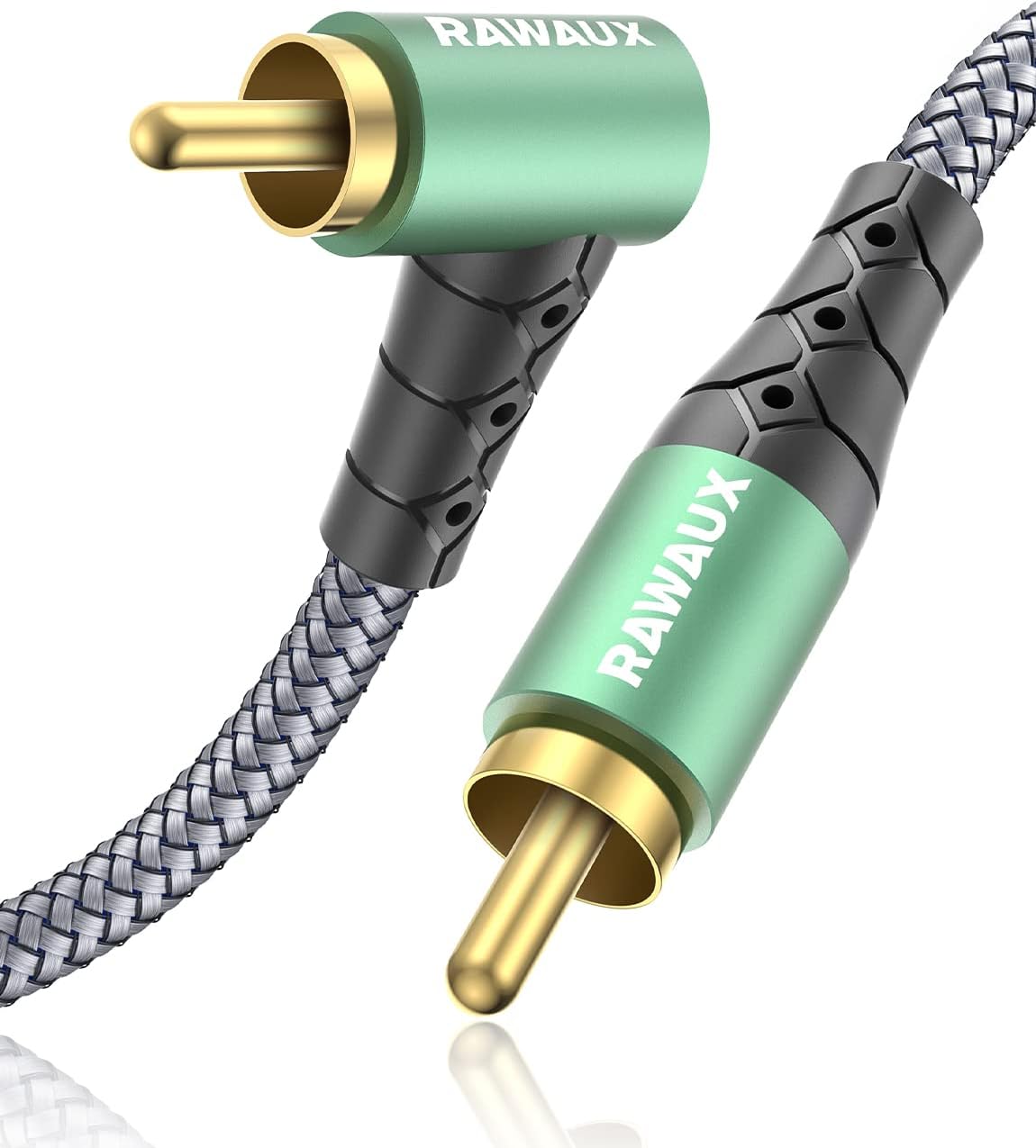 RCA Cable 2M, 90 Degree RCA Male to Male Digital Audio Coaxial Cable Right Angle Stereo Subwoofer Audio Lead for Amplifier, Speakers, Soundbar, Home Cinema and HiFi Systems