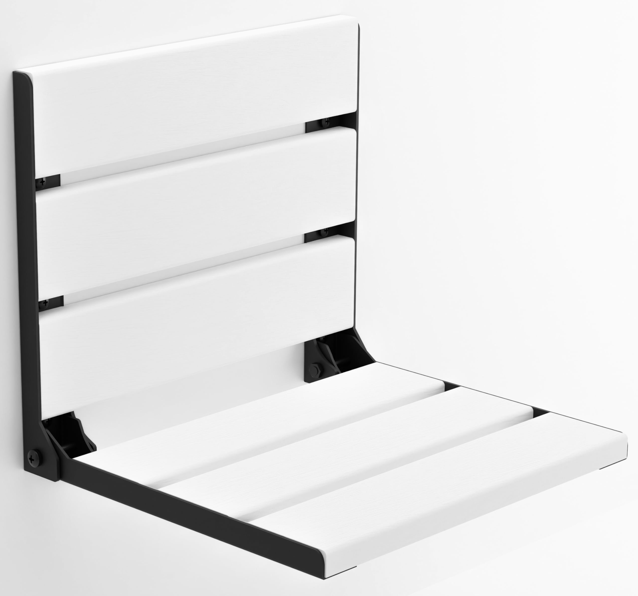 Folding Wall Mounted Teak Wood Shower Seat, ADA Compliant Durable Bath Bench, Sturdy Space-Saving Bathroom Stool, Fold Up Easy Folding Handmade