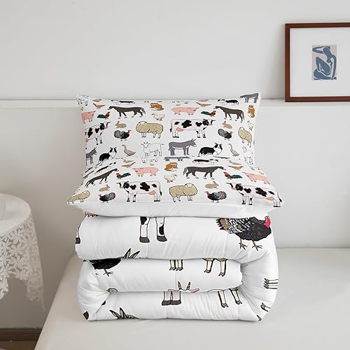 Miniatura 5 de Farm Aninmal - Juego de ropa de cama para niños, divertido juego de edredón de animales de granja para adolescentes y niñas, juegos de edredón de