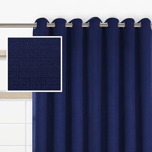 LUSHLEAF Blackout Curtains for Bedroom/Living Room/Kitchen Thermal Insulated Grommet Linen Look Room Darkening Curtain Drapes Primitive Window Draperies 2 Panels,52 x 63 inch Navy