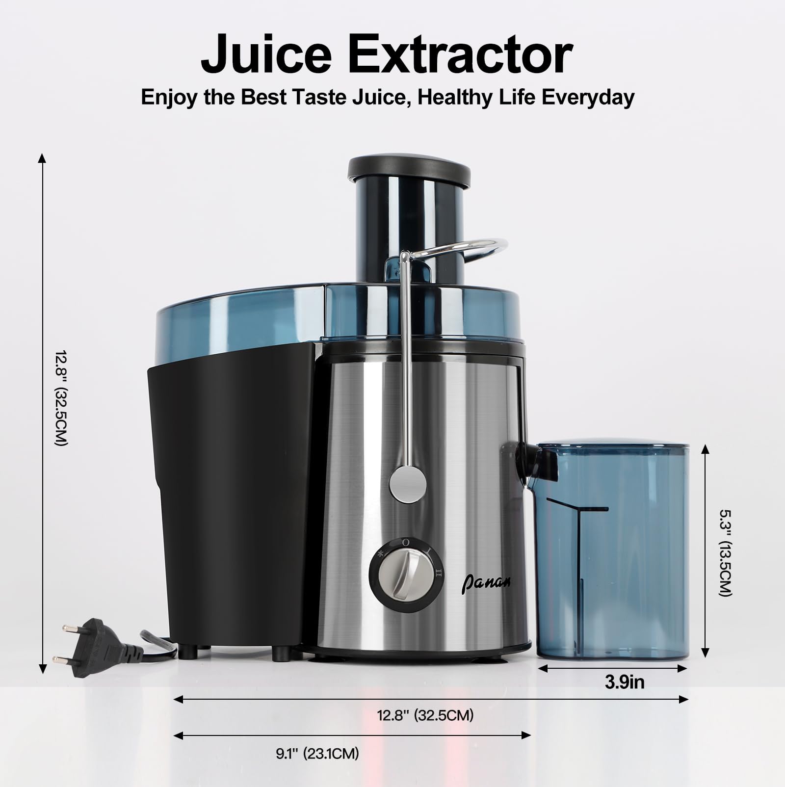 Panana Centrifugeuse Extracteur de Jus, 1000W Centrifugeuse Fruits et Legumes 65mm Large Bouche et Réglage à 2 Vitesses, Sans BPA