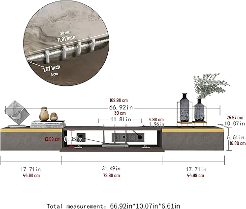 Miniatura 25 de Pmnianhua Estante flotante de TV con 2 cajones, consola flotante de TV de 59 pulgadas, estante multimedia de entretenimiento, unidad de pared de TV
