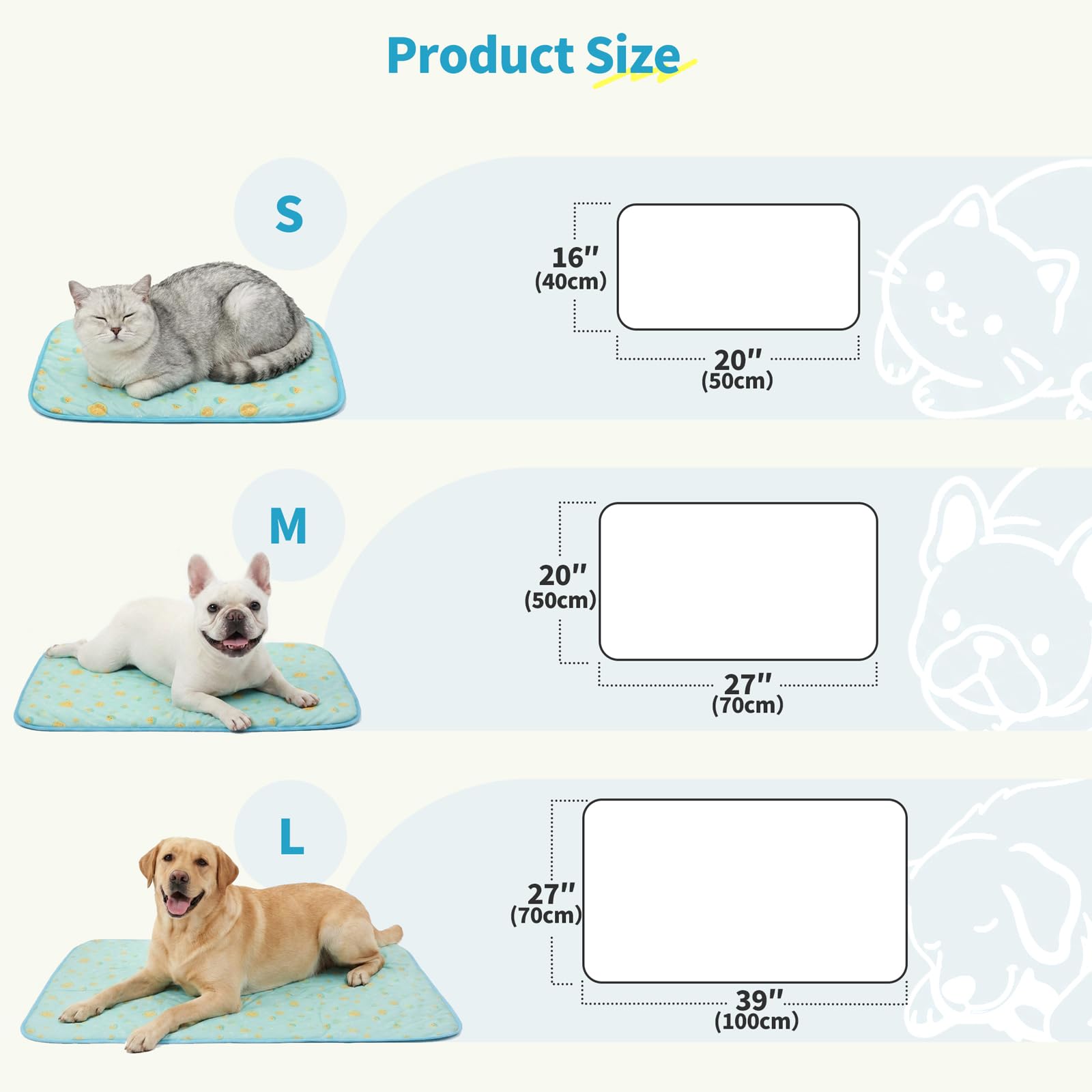 NWK 4 alfombrillas de refrigeración para perros, de seda helada, para perros y gatos, manta portátil y lavable para mascotas, asientos de coche, camas para verano (mediano (27.5 x 20 x 0.3 pulgadas