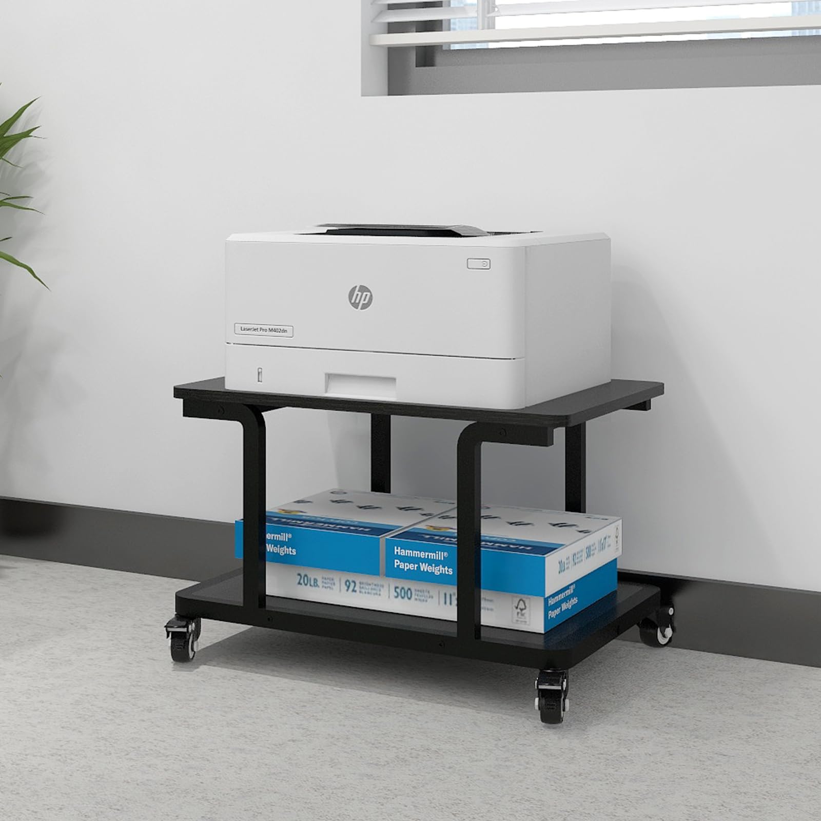 PUNCIA Supporto per stampante laser a 2 livelli con ripiano portaoggetti Supporto per fotocopiatrice mobile