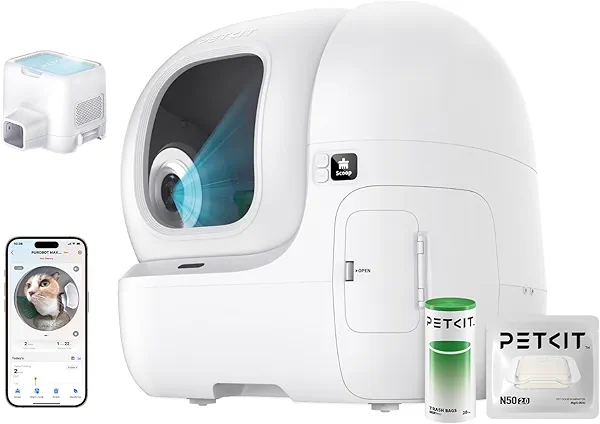 PETKIT 2025 New Purobot Max Pro Cat's Facial Recognition AI-Camera Automatic Cat Litter Box, 210° Wide Angle, 5G WiFi App Control Self Cleaning Cat Litter Box Large, Odor-Free & Integration 