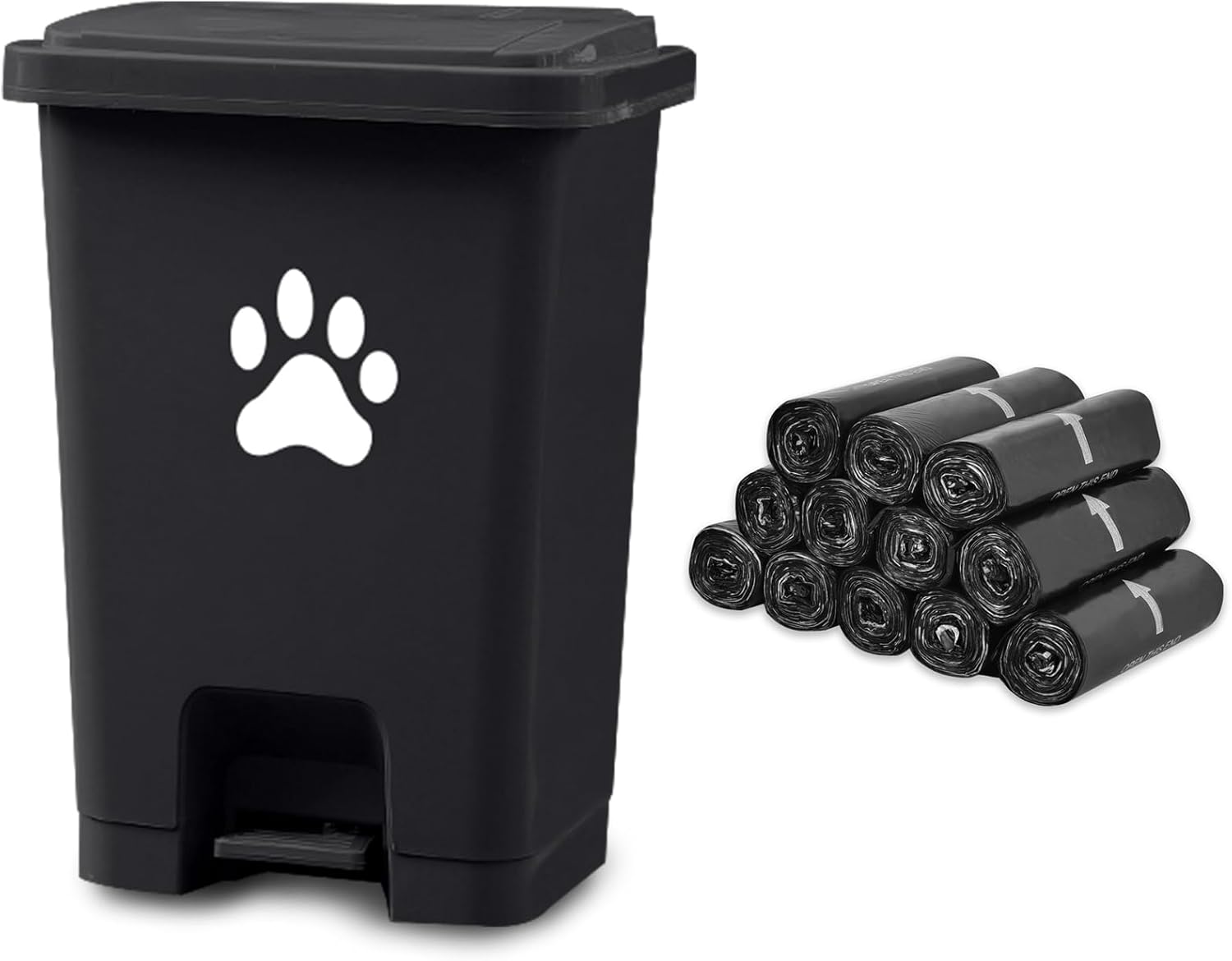 Mounting UP Dog Poop Trash Can for Outdoors Dog Waste Station with Lid Hands-Free Pedal Dog Waste Container ROutdoor Garden Home Yard Kitchen with 180PCS Black Trash Bags C-20-B-RB180 20 Liter Style C-Black