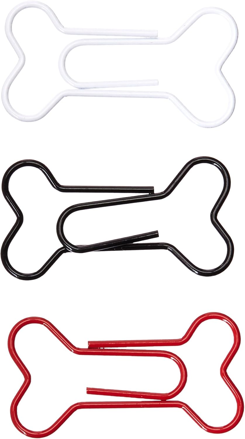 Creative Impressions Painted Metal Dog Bone Paper Clips 1.125 X.5 15/Pkg, Red, White & Black