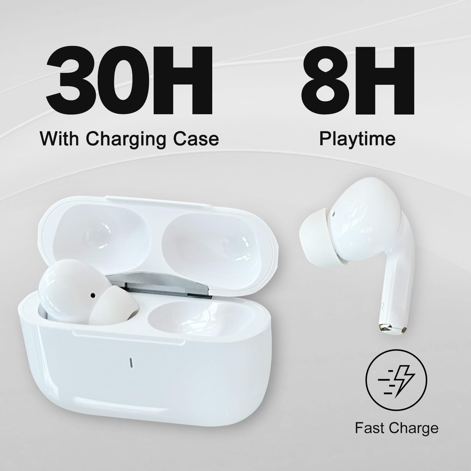 Ecouteurs Bluetooth Sans Fil, Écouteur Bluetooth 5.3 Hi-FI Son Stéréo Avec 4 ENC Mic, 50H Casque Bluetooth Avec Écran LED, Contrôle Tactile, IP7 Étanche Oreillette Bluetooth Pour IOS/Android, Orange