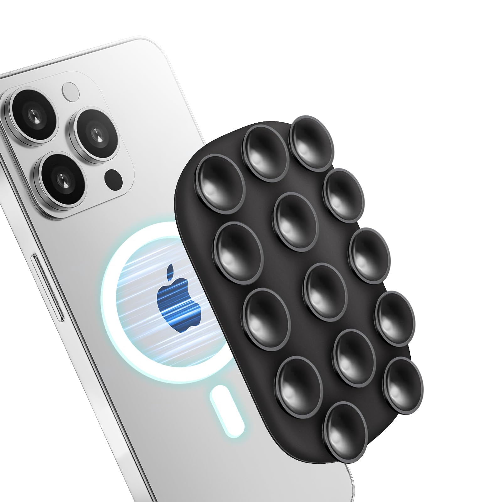 smofish Silicone Mobile Phone Suction Cup Holder, Magnetic Mobile Phone Holder with MagSafe Compatible with iPhone and Android, Magnetic Mobile Phone Holder for Shower, TikTok Creator, Videos and