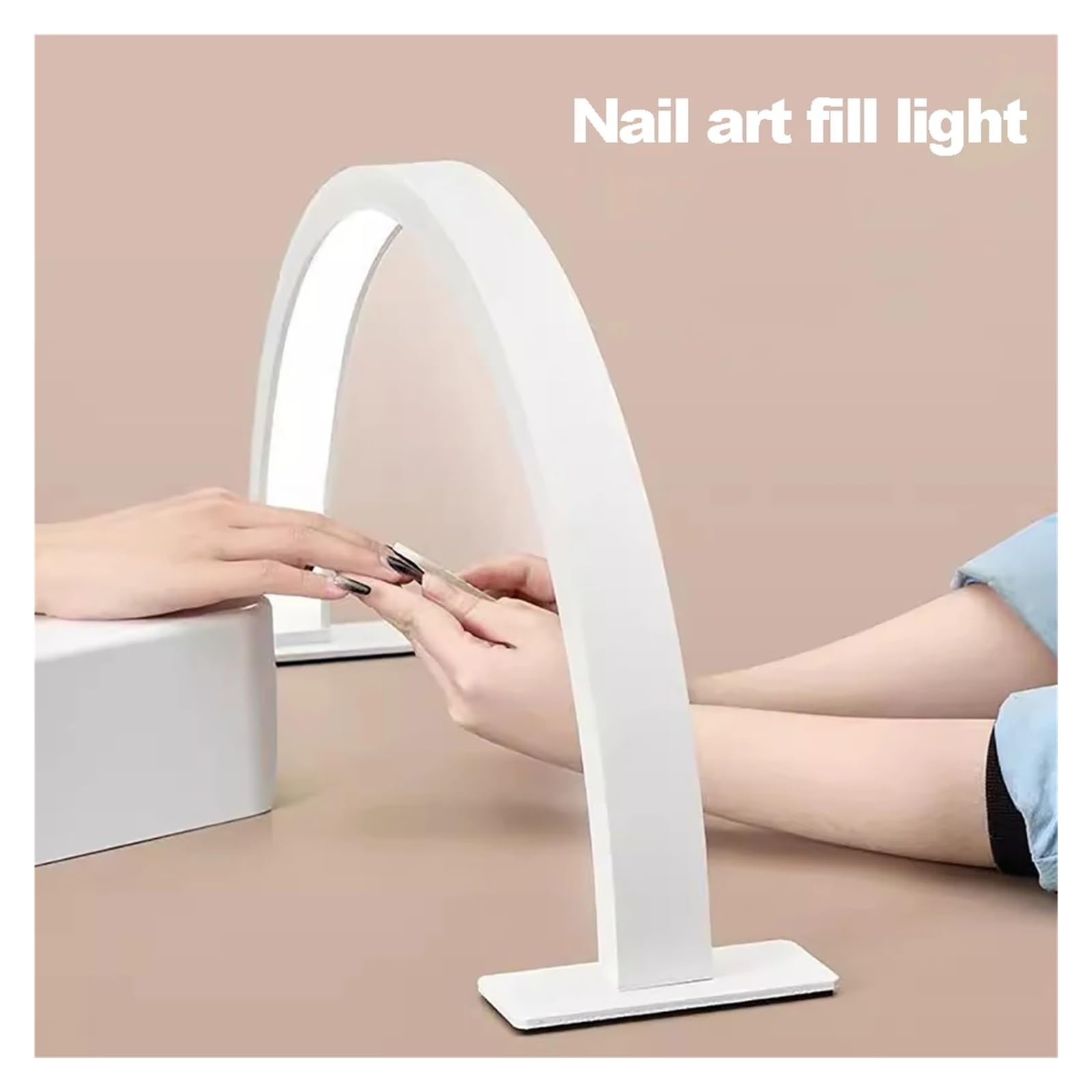 Nageltischlampe, schattenloses Fülllicht, Nagelbeleuchtungslampe, Desktop-Schönheitstischlampe, halbmondförmige Schönheitslampe(White)