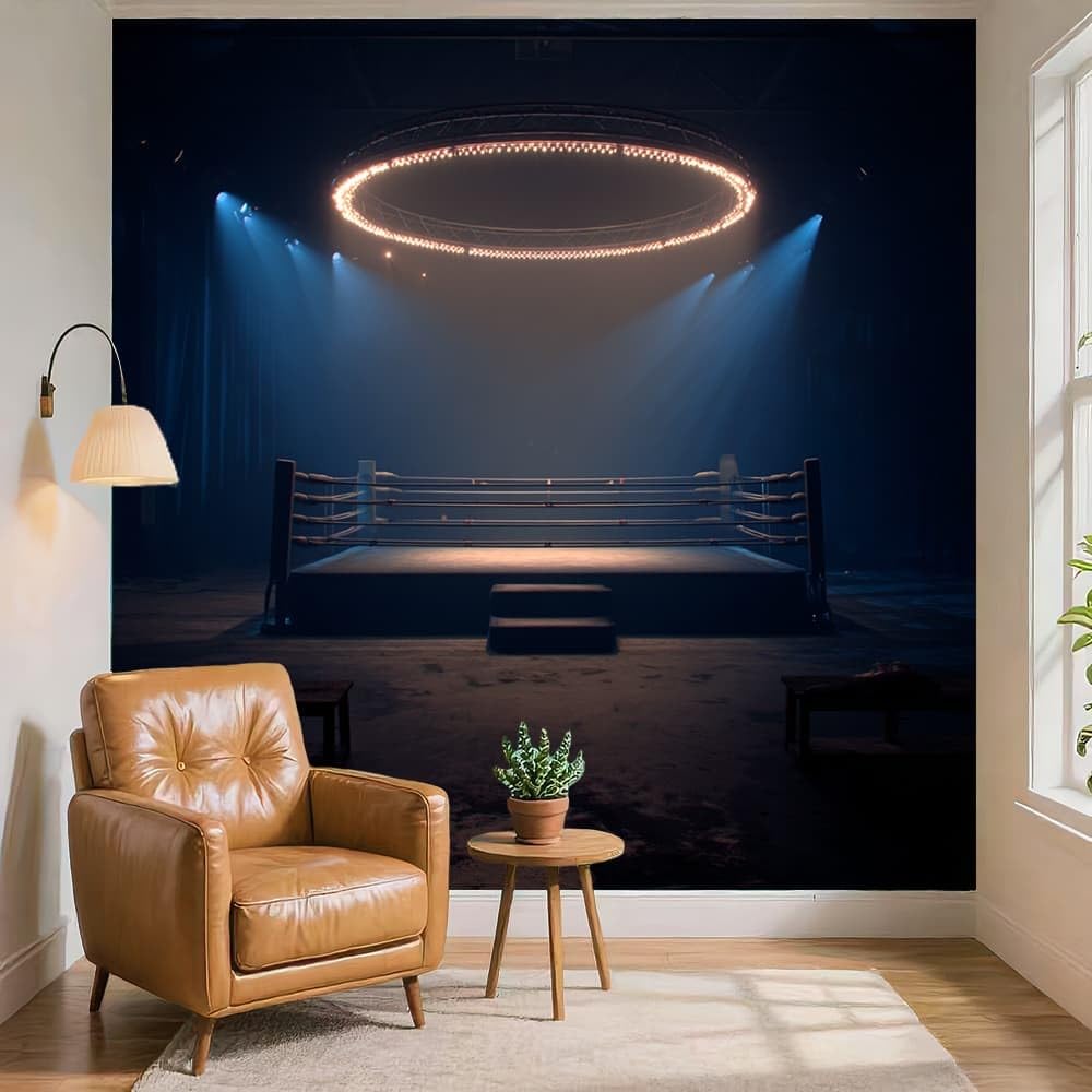 Fototapeta 250 x 175 cm – sportowa włóknina, druk artystyczny, tapeta, pierścień bokserski, scena, fototapeta, dekoracja, plakat do sypialni dziecięcej, pokoju zabaw, jako tło sofy