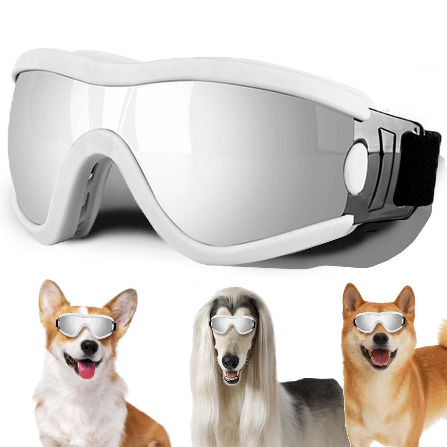 Medium Dog Sunglasses with Adjustable Strap UV Protection, Winproof Puppy Sunglasses, Suitable for Dogs Eyes ProtectionSoft Dog Goggles