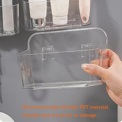 Miniatura 6 de Caja organizadora adhesiva para montaje en pared, estantes acrílicos para pared, paredes colgantes sin perforaciones, con cinta autoadhesiva,