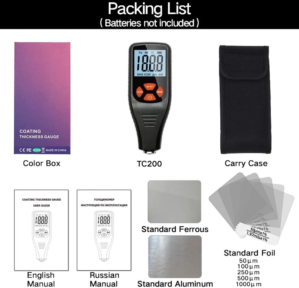 Car Painting Depth Gauge Coating Thickness Gauge Meter 01500um,Gray