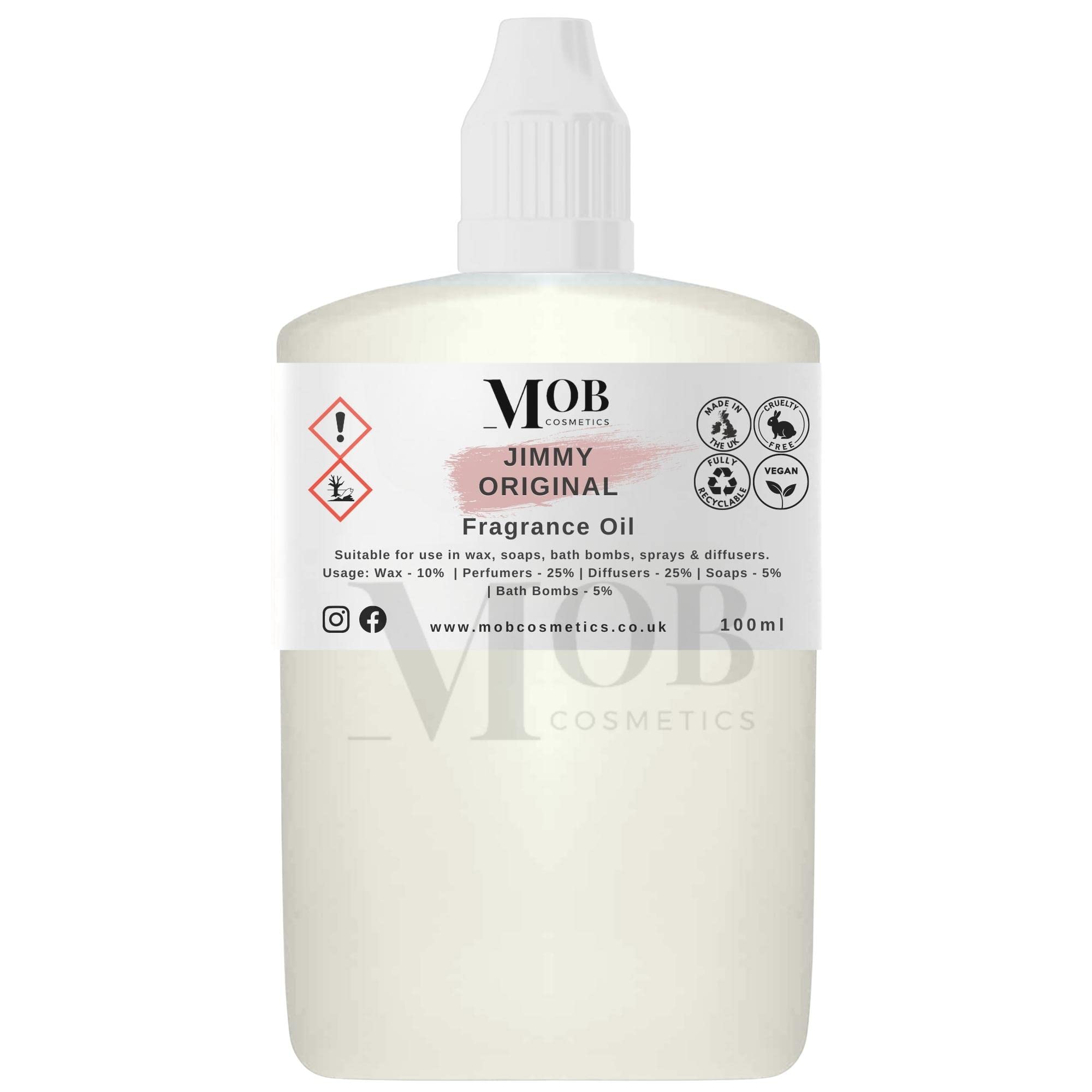 Jimmy Original Luxury and Designer Fragrance Oil | Highly Concentrated | Perfect for Candles, Soaps, Bath Bombs, Diffusers, Wax Melts | UK Made | Vegan (Jimmy Original, 100ml (Pack of 1))