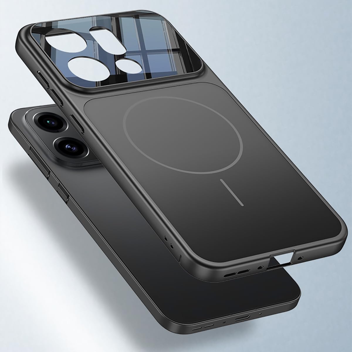 COQUE Custodia Find X9, copertura completa della fotocamera, anello magnetico integrato per compatibilità con la ricarica wireless, custodia anticaduta per telefono per Oppo Find X9-Nero