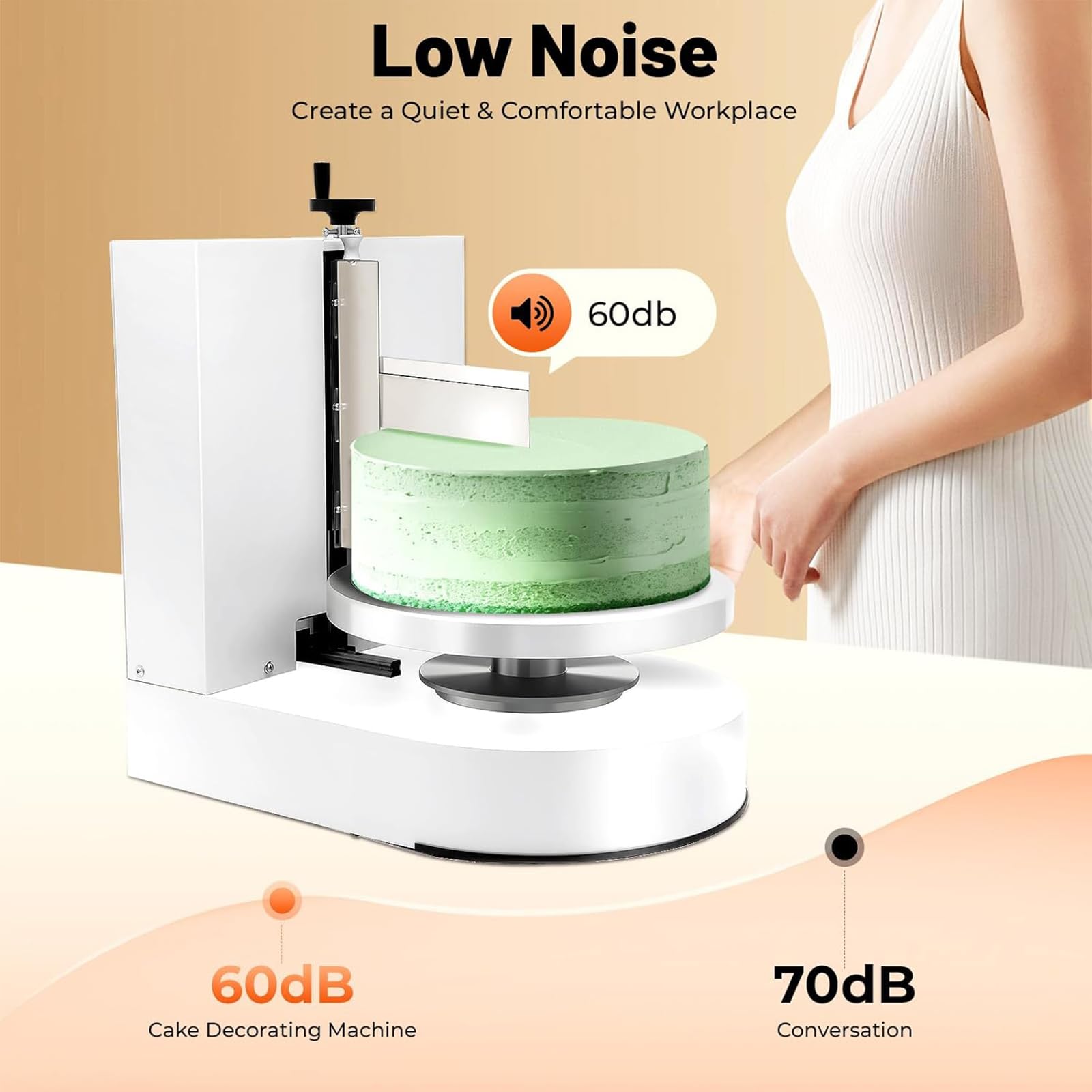 Machine électrique de décoration de gâteau, lisseur de glaçage en acier inoxydable avec plateau tournant à vitesse réglable 20–150 tr/min pour gâteaux de 10,2 à 30,5 cm