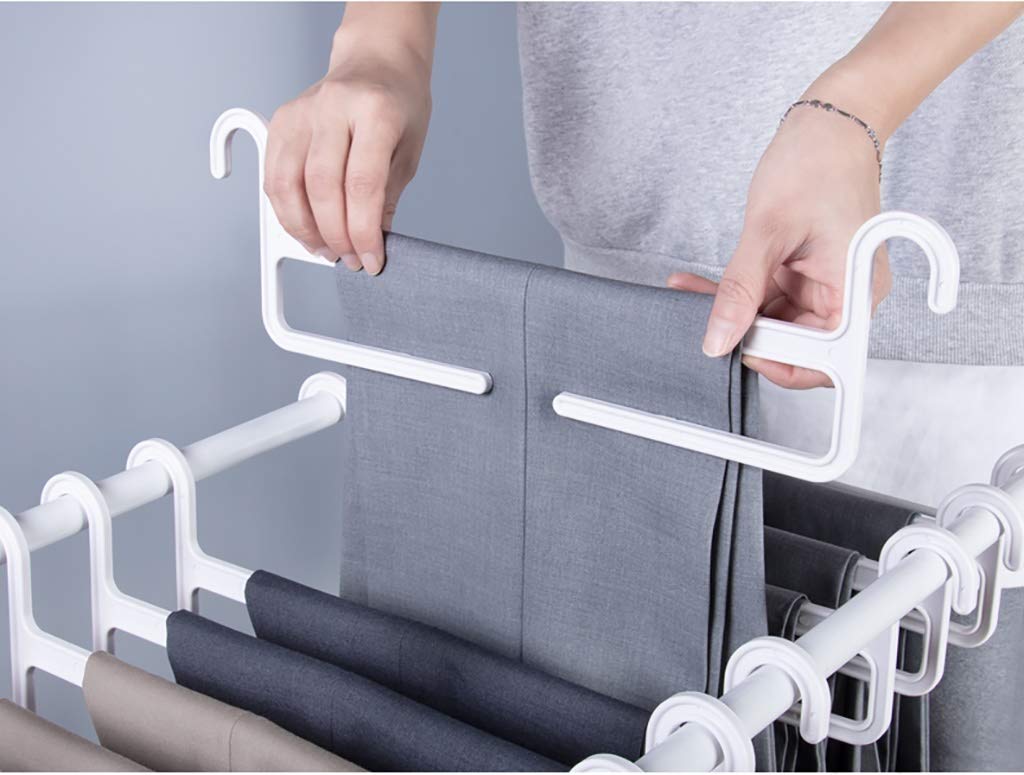 Perchero móvil para Pantalones, Soporte para Bufanda de Ancho Ajustable con Ruedas giratorias, Perchero para 20 Pantalones para guardarropa, Color Blanco