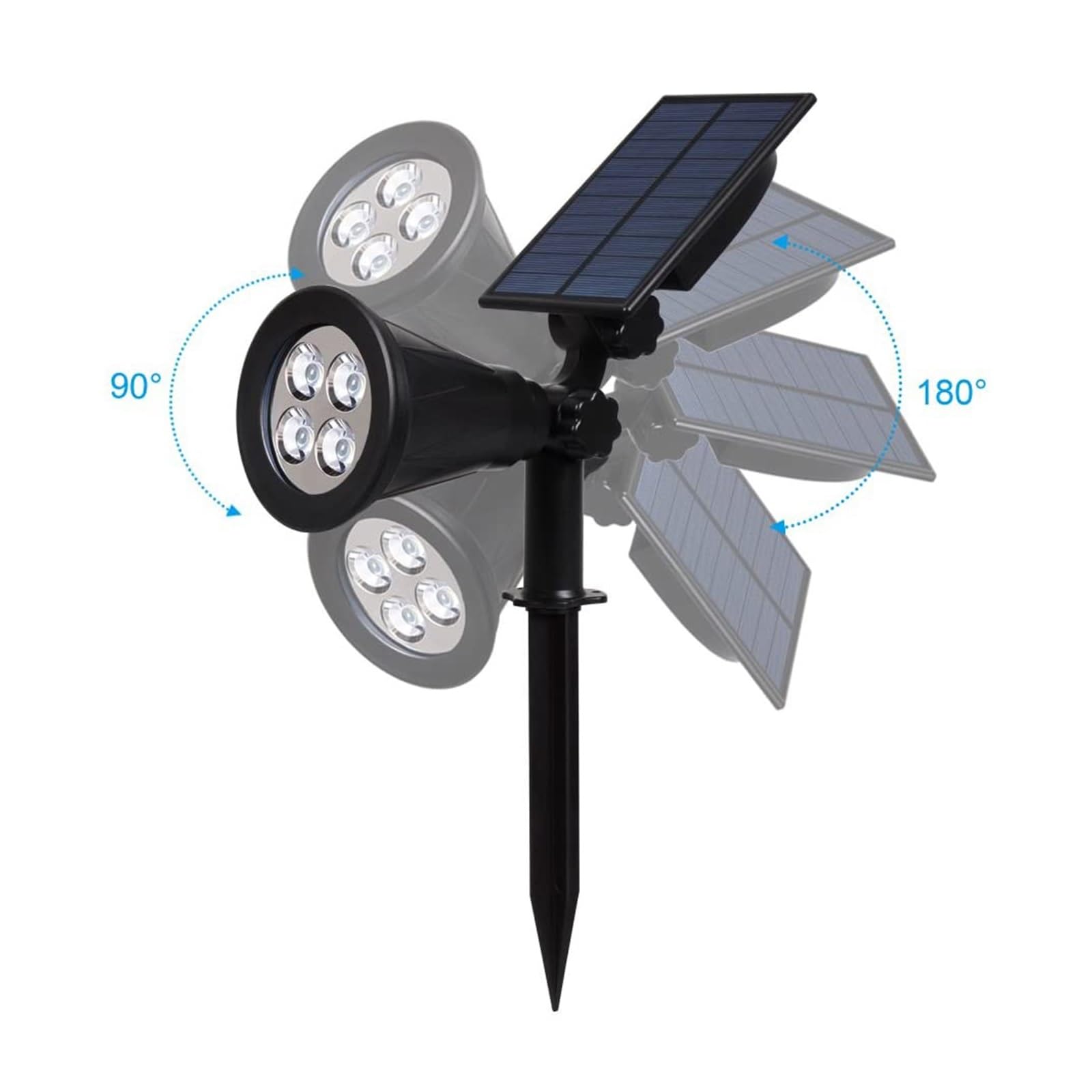 Focos solares LED Lámpara LED 4/7 con Energía Solar Foco Solar Ajustable En El Suelo IP65 Luz De Pared De Paisaje Impermeable Iluminación Exterior El Ahorro de energía (Color : Blue)