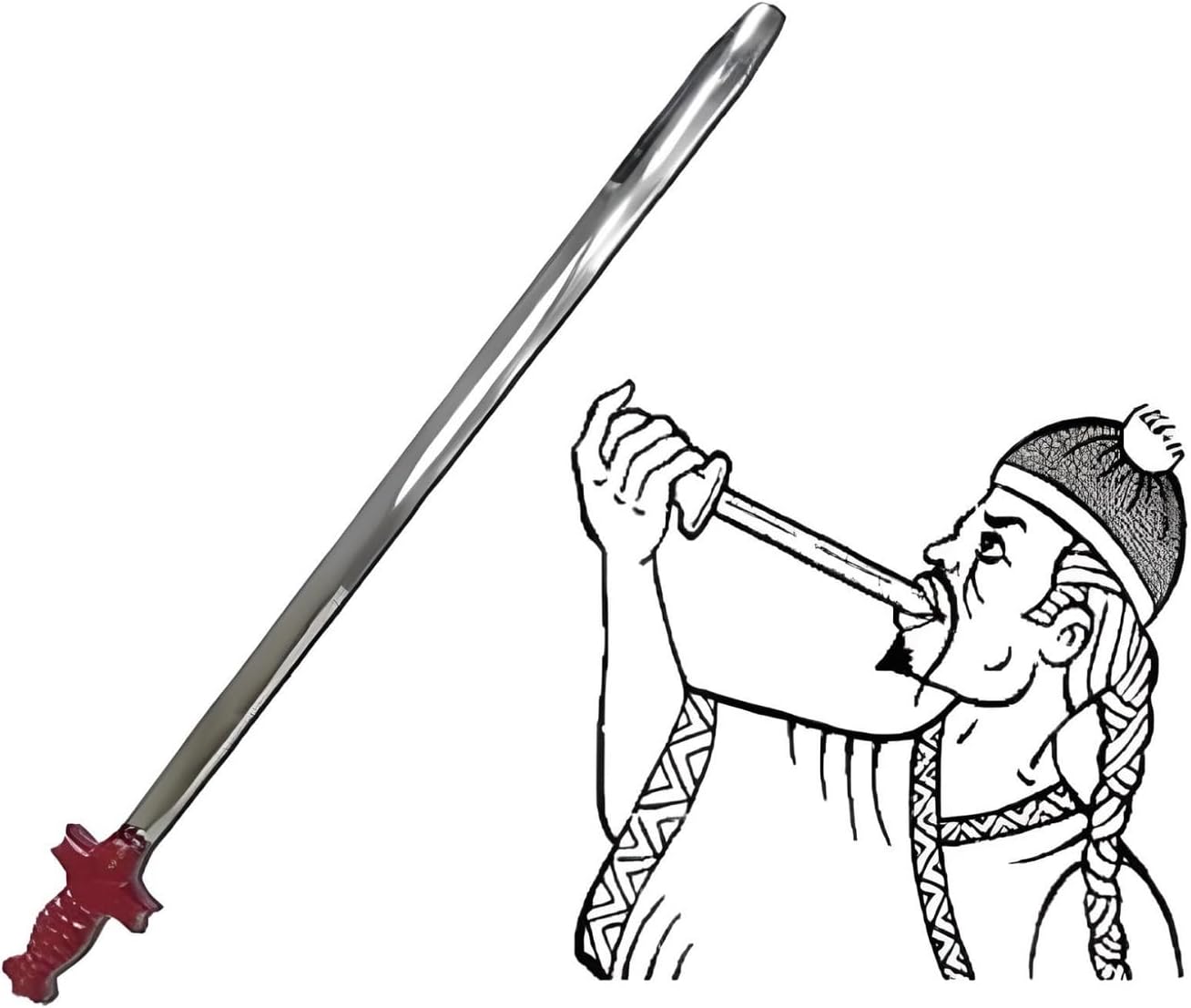 MilesMagic Magician's Super Sword Swallowing Gimmick Close Up Street Illusion Real Stage Magic Trick