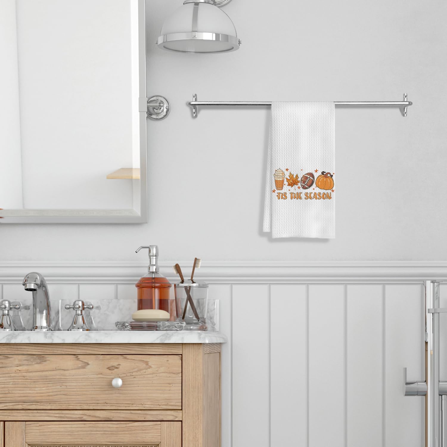 Tis The Season Kitchen Towels, Farmhouse Fall Decor Dish Towels, Seasonal Hand Towel for Bathroom and Kitchen - 16x24 Inches - Image 5