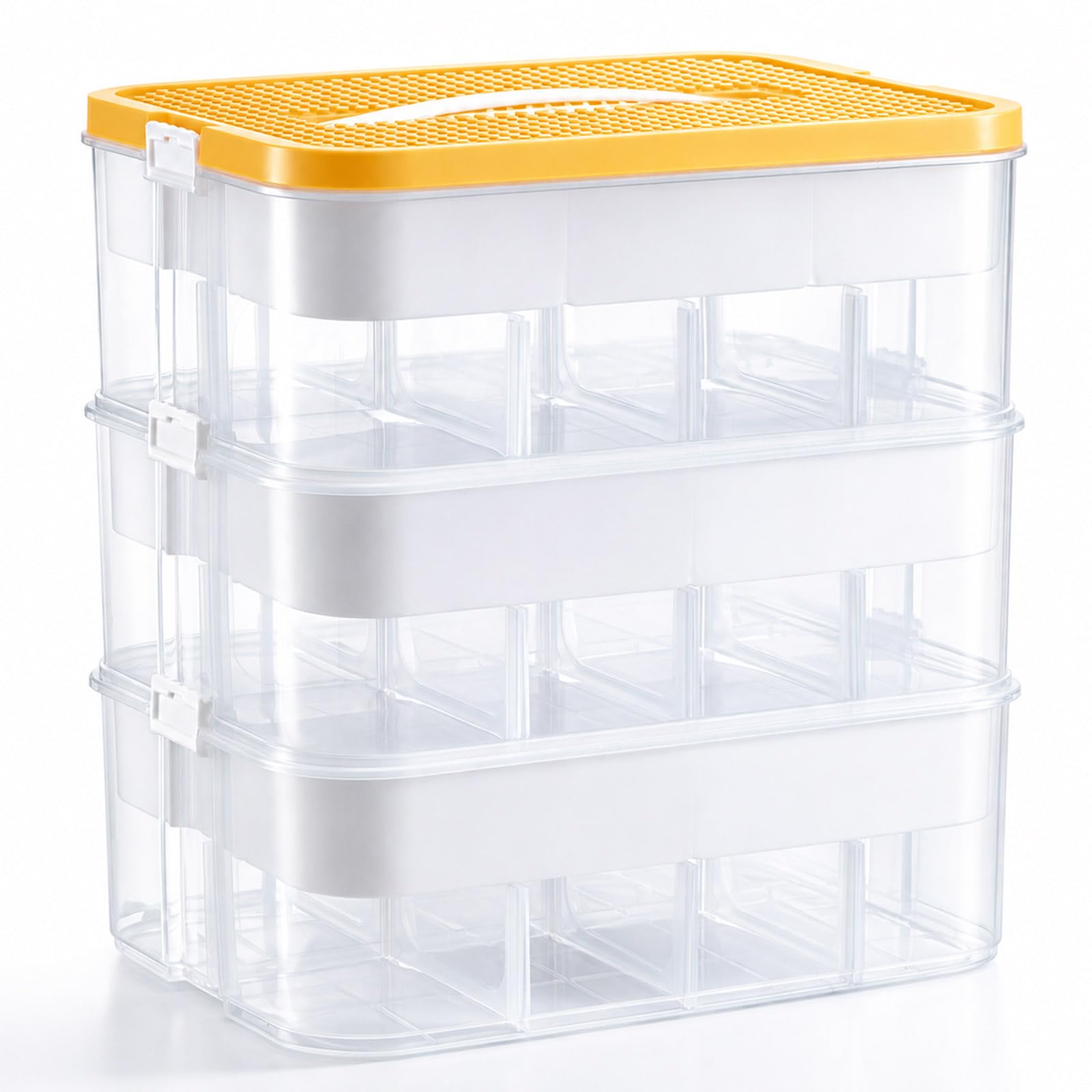 Scatola portaoggetti con coperchio per Lego, impilabile, trasparente, con scomparti regolabili, scatole portaoggetti per Lego, mattoncini, puzzle e accessori per il fai da te (3 ripiani