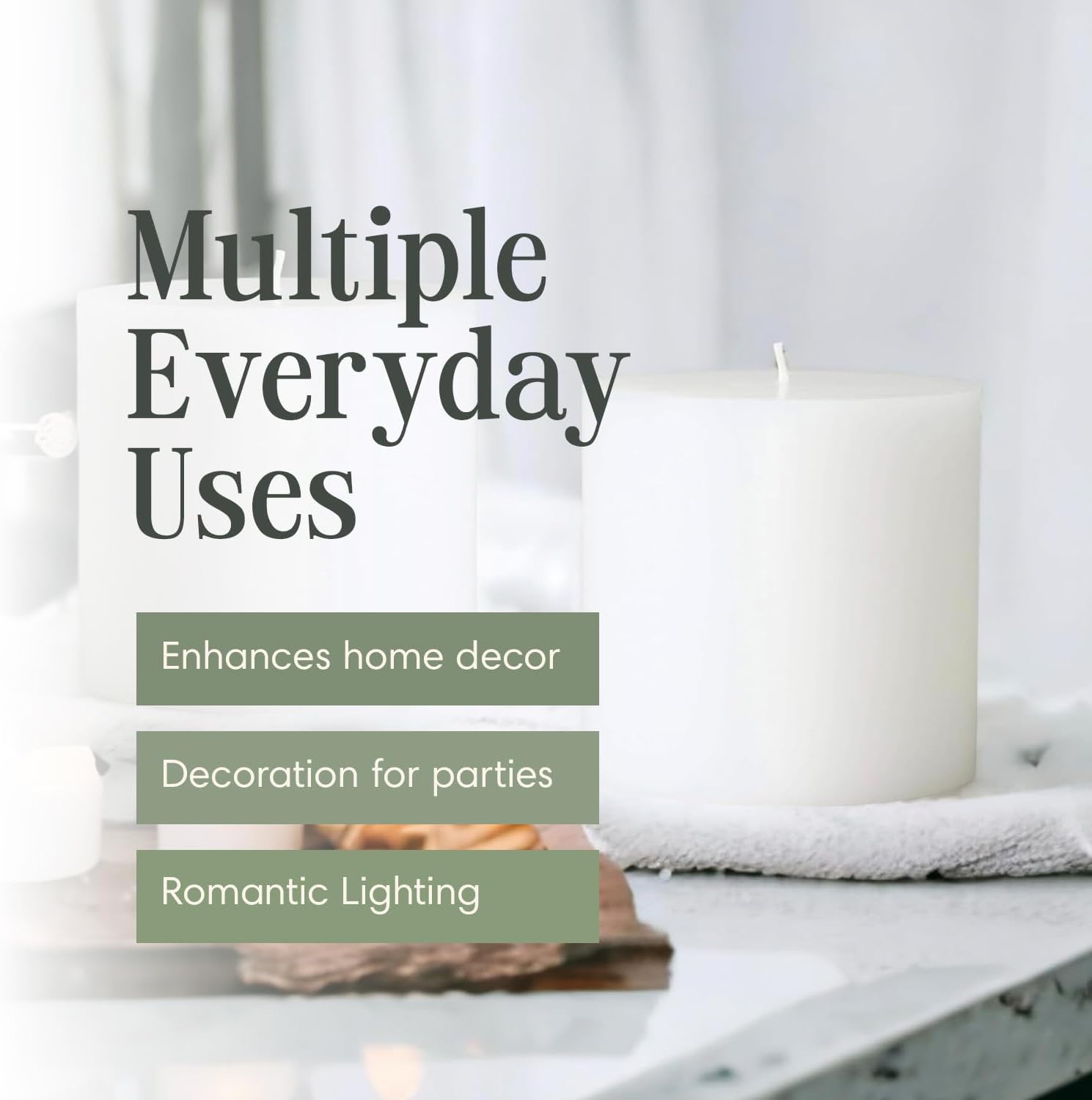 Mister Candle - White 4" x 4" Hand Made Pillar Candles (Set of 2). Unscented, Dripless, Smokeless, Solid Color, - Image 5