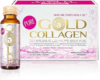 GOLD COLLAGEN Pure - Collagen Supplements for Women & Men with Biotin for Hair Growth, Skin and Nail - Anti Wrinkle Immune System Booster with Hyaluronic Acid, Vitamin C, B6 and Zinc, 1 Pack 10x50 ml