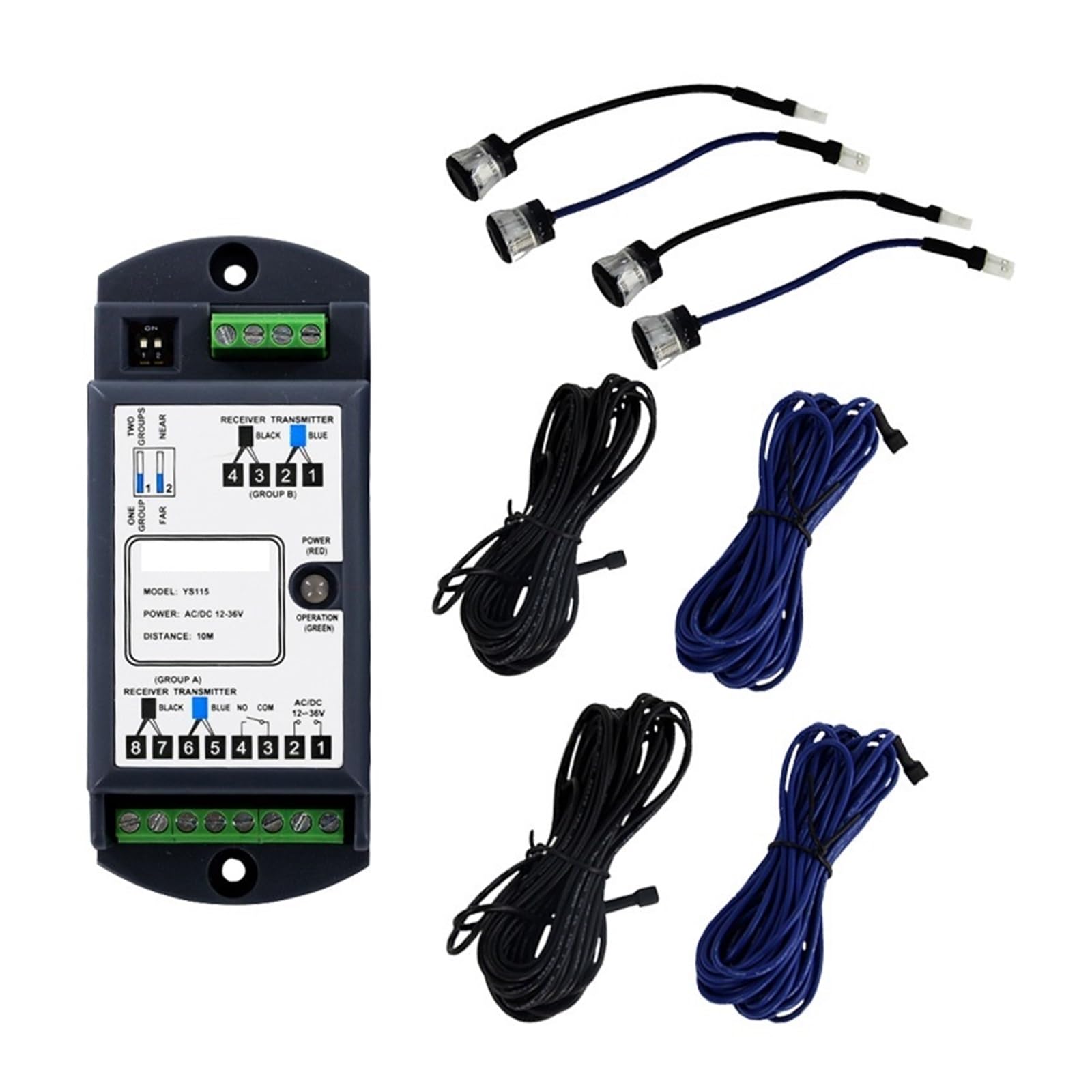 Automatic Gate Opener, 10m Singel Beam Automatic Sliding Door Gate Opener Safety Sensor Beams Infrared Photocells(2 Beams Black)