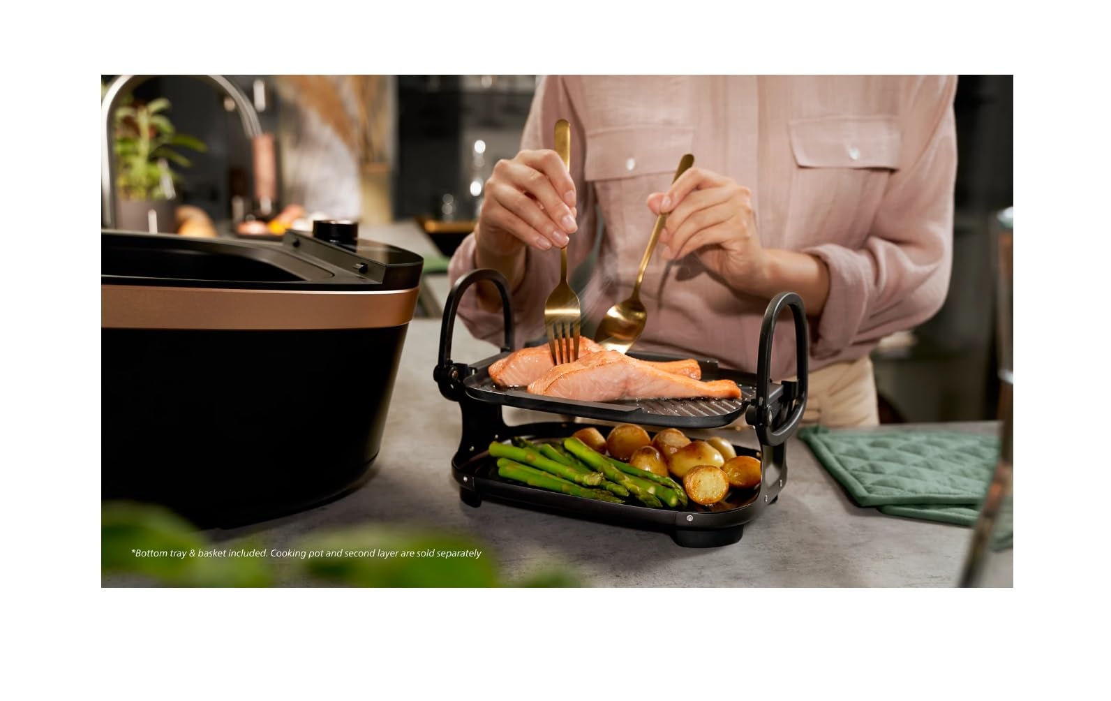 Mijoteur Philips Air Cooker Séries 7000 NX0960/96 1650 W Noir et Cuivre