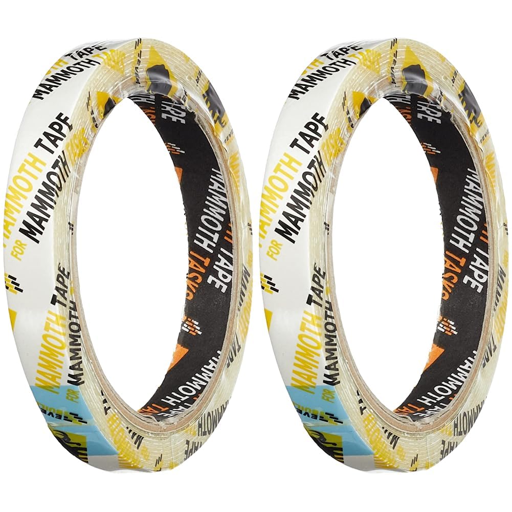EverbuildMammoth Powerful Grip Tape, Reinforced Double Sided Tape, Clear, 12 mm x 2.5 m (Pack of 2)