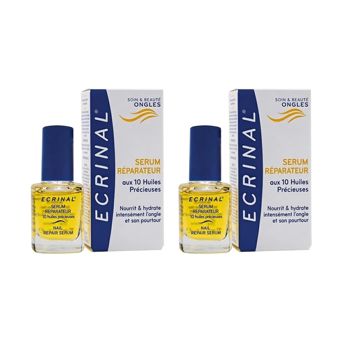 ECRINAL | Siero Riparatore con 10 Oli Preziosi | Confezione da 2 x 10 ml | Unghie danneggiate, secche e fragili | Idrata, nutre, rinforza e ripara in profondità | Complesso brevettato ANP 2+