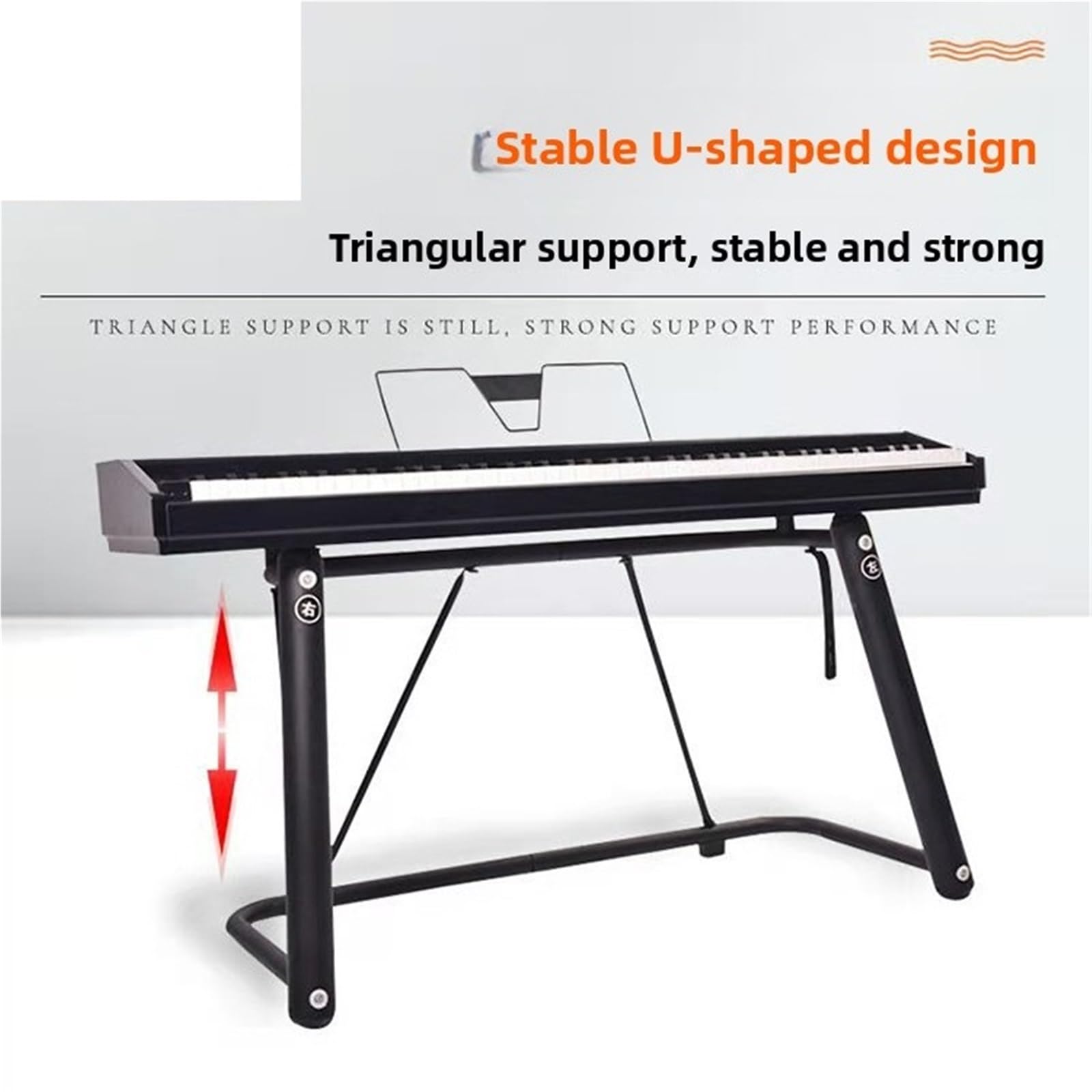 Soporte Piano Soporte metálico en forma de U for piano, teclado y órgano electrónico. Accesorios disponibles for instrumentos musicales uso doméstico(Black)