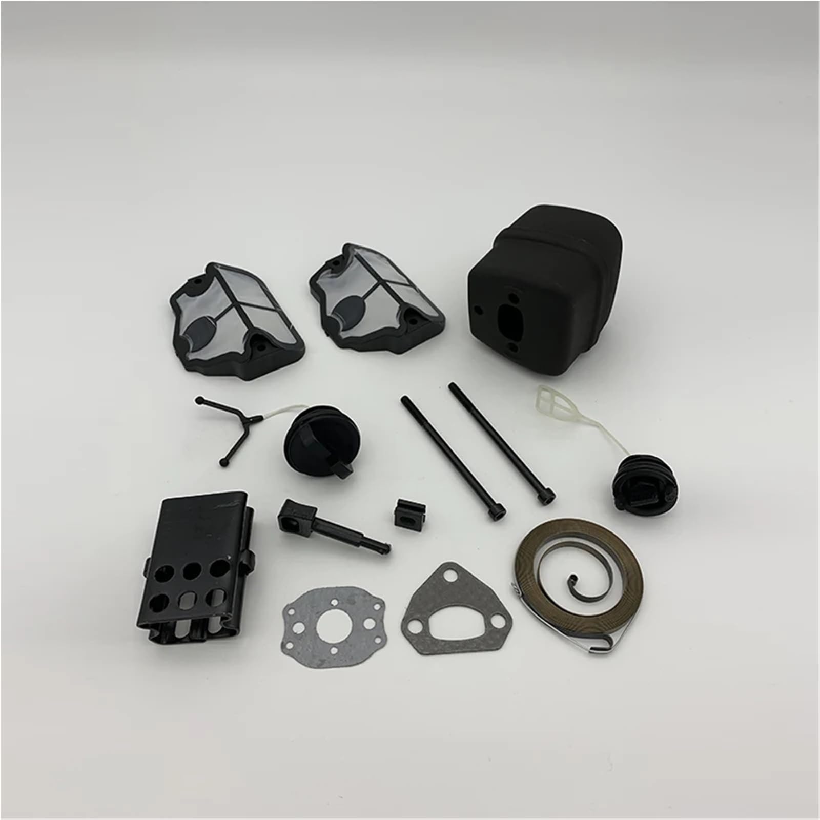 Perno del silenciador de escape, filtro de aire, tapa de combustible, varilla del estrangulador, polea de arranque, compatible con motosierra de gasolina HUS 137, 142, 137LE y 142LE.