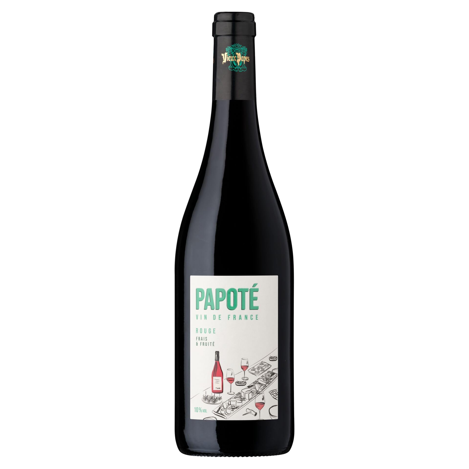 PAPOTÉ - Vin Rouge - Vin de France à 10% vol - Lot de 6 bouteilles x 75 cl