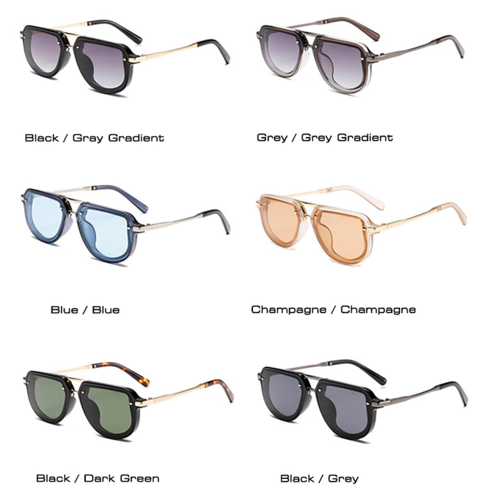 Gafas de sol ovaladas pequeñas para mujer, con remaches, en tonos azul y verde, con protección UV400, para hombre y estilo punk