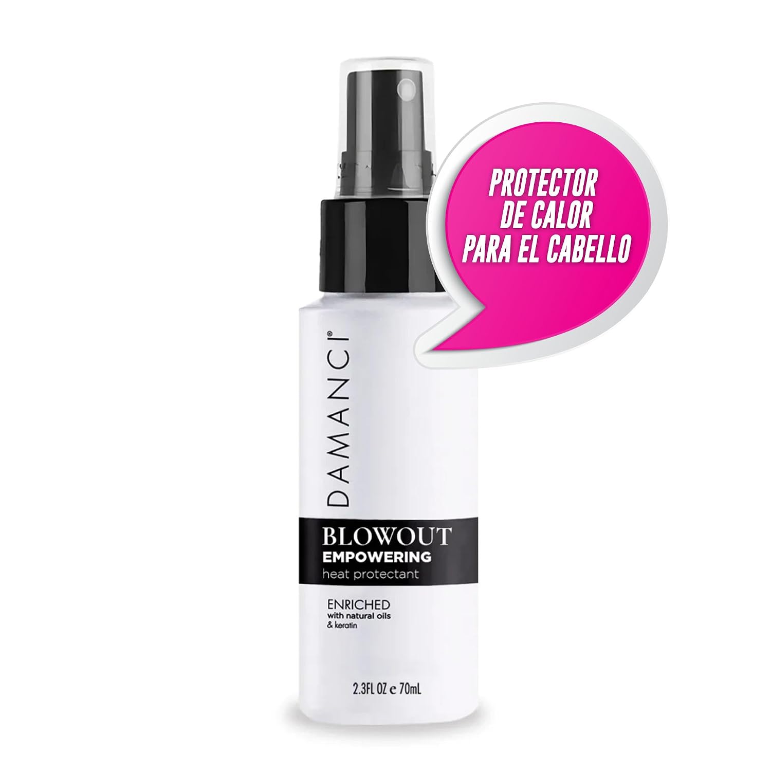 DAMANCI Empowering Blowout Spray, Professional Heat Protectant for Hair, Premium Blow Dry Spray for Hair and Keratin Leave In Conditioner Travel Size 2.3oz